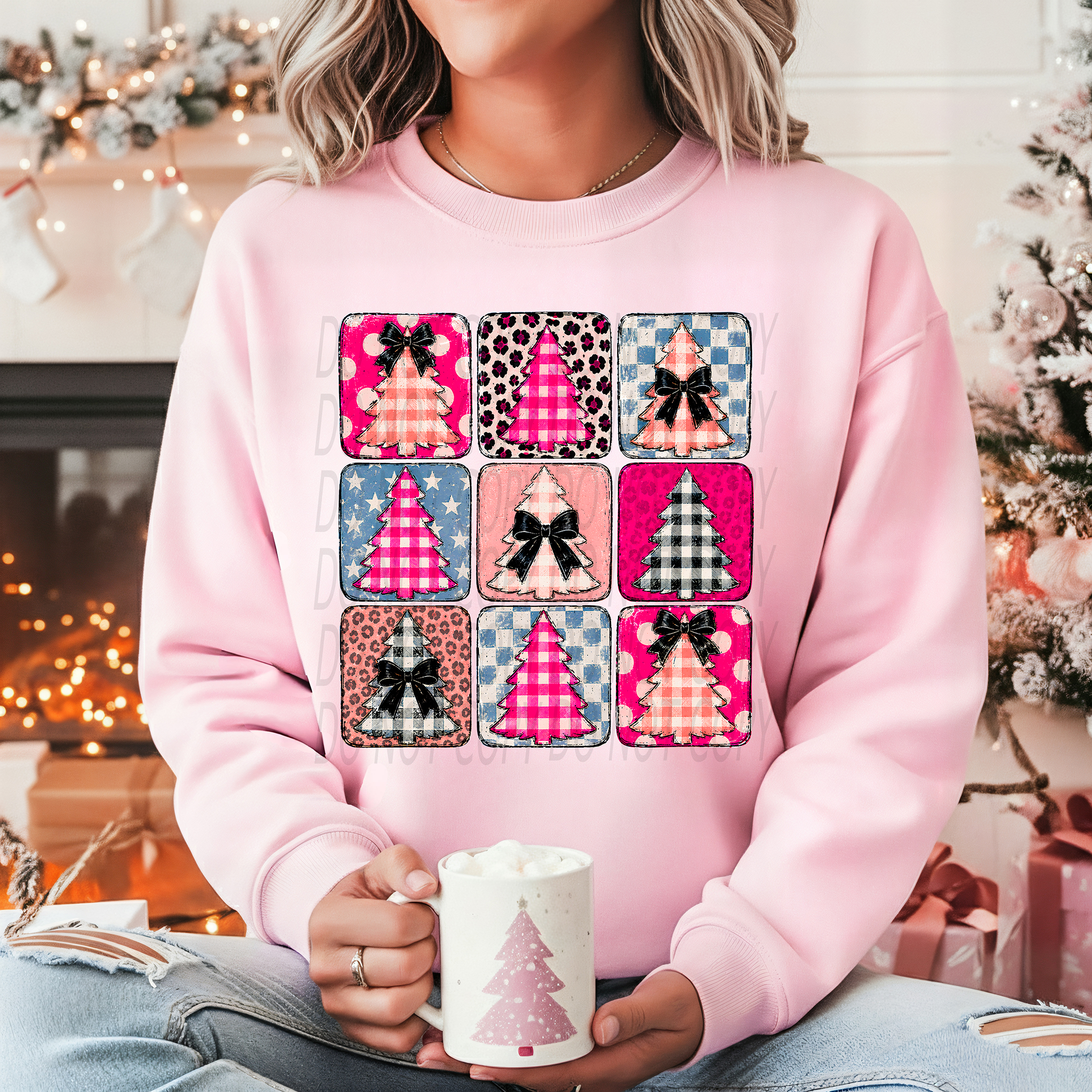 Funky Doodle Christmas Tree Squares