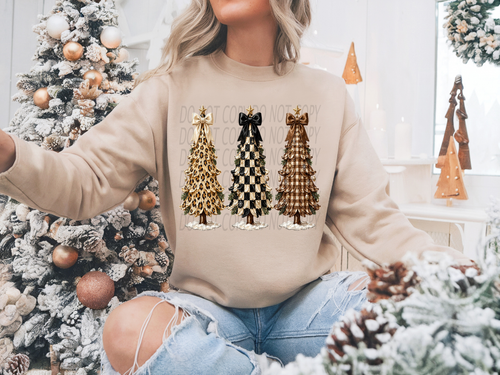 Load image 1 in gallery view. Classy Leopard/Checkered Christmas Trees