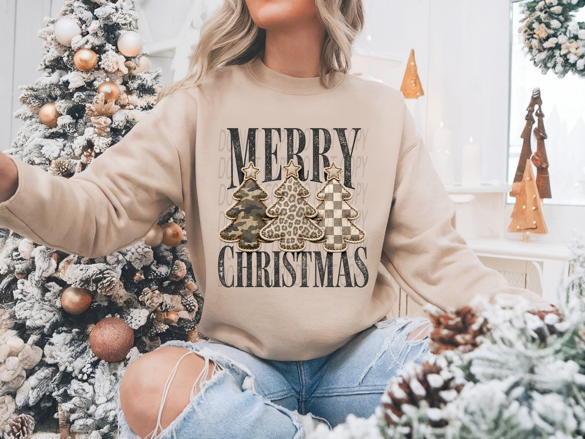 Merry Christmas Camo/Leopard/Checkered Trees