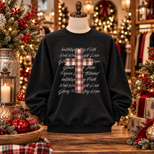 Load image 1 in gallery view. Christmas Plaid Cross