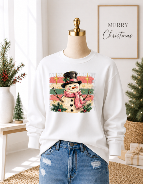 Load image 1 in gallery view. Snowman Pink/Green Stripes