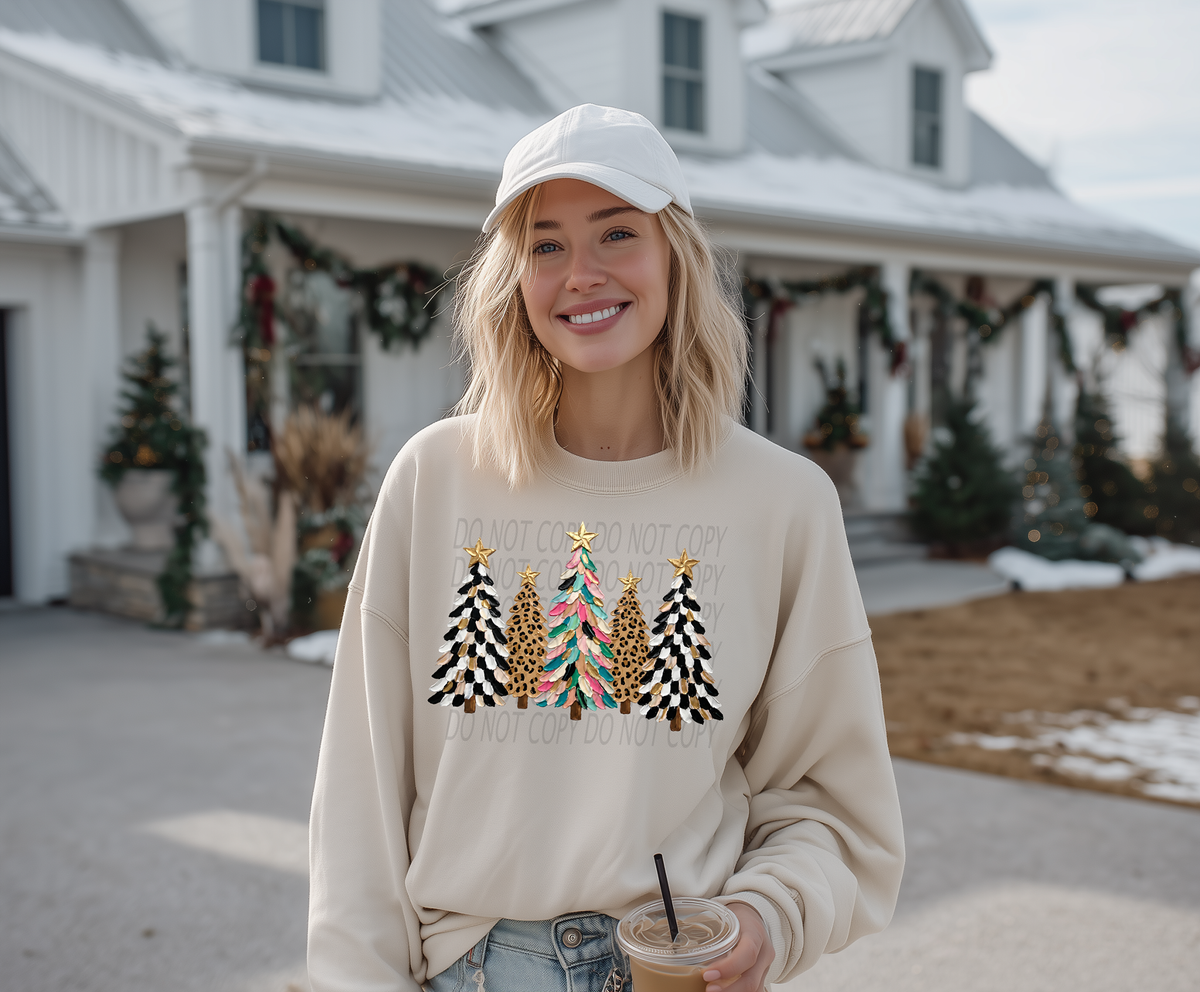 Painted Christmas Trees Checkered/Leopard