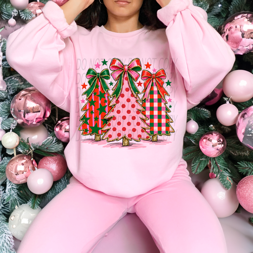 Load image 1 in gallery view. Pink and Red Christmas Trees with Bow