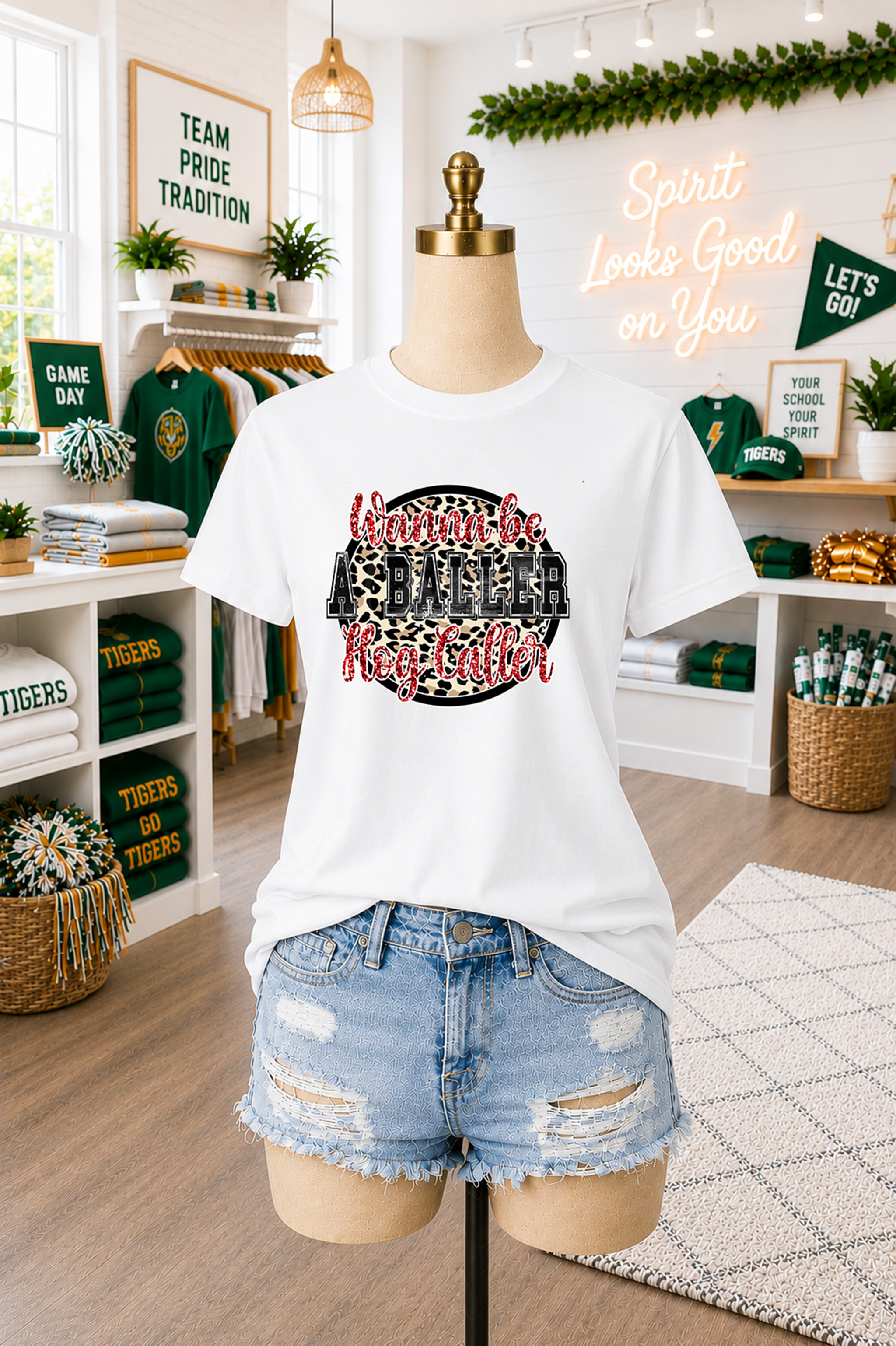 Wanna Be A Baller Hog Caller Leopard Circle
