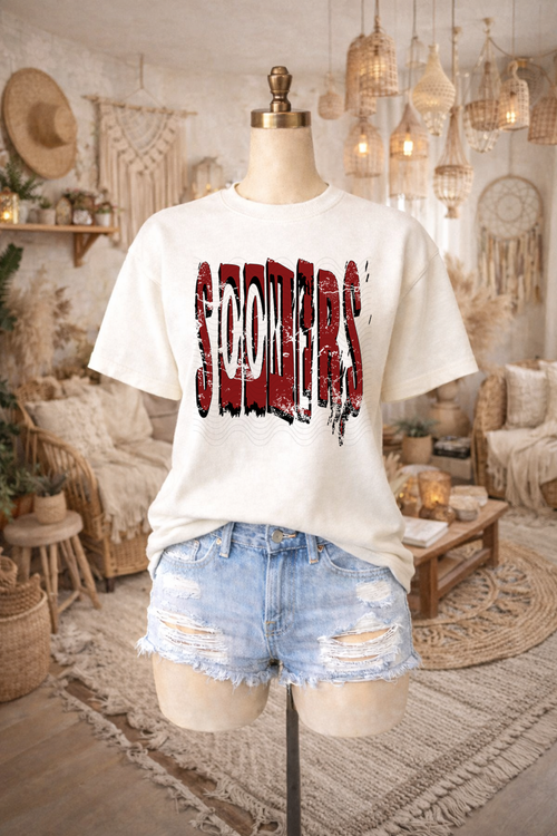 Load image 1 in gallery view. Funky Distressed Sooners