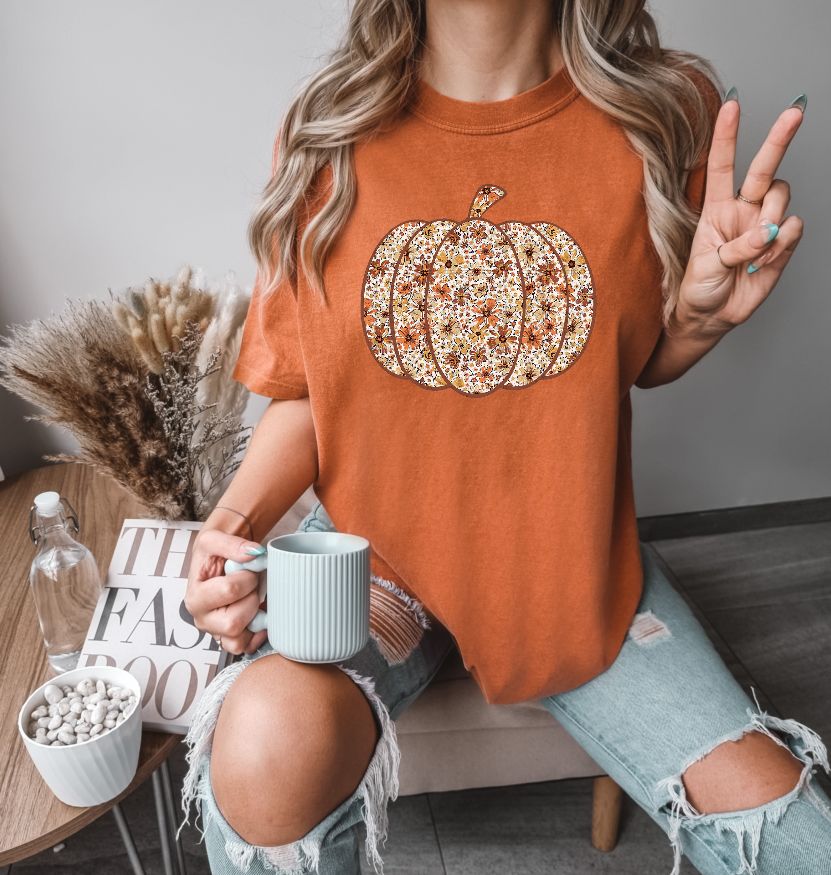 Vintage Floral Pumpkin