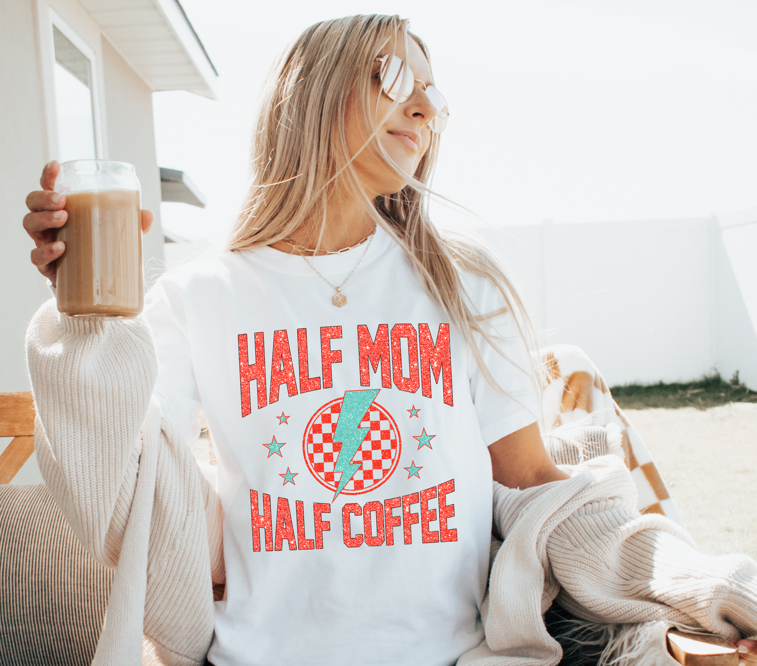 Half Mom Half Coffee Faux Sparkle