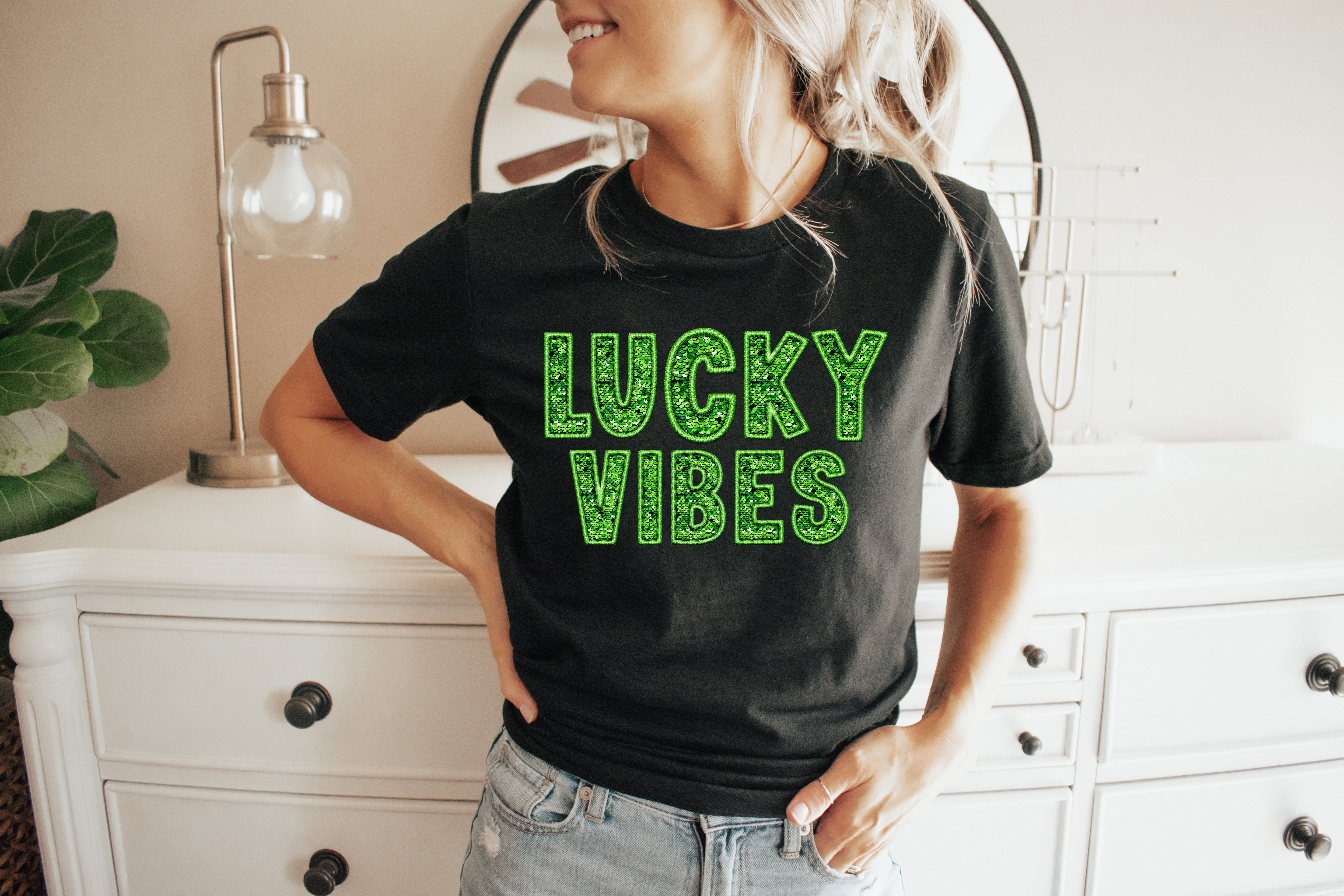 Lucky Vibes Faux Sequin