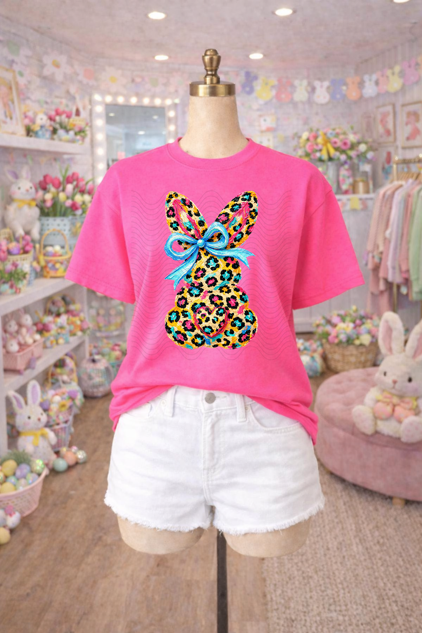 Bright Leopard Bunny with Bow
