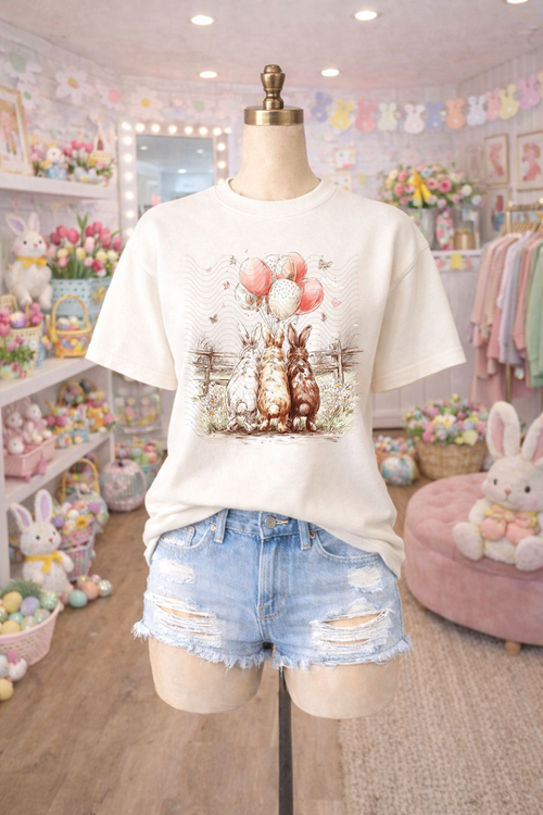 Load image 1 in gallery view. Boho Bunnies with Balloons