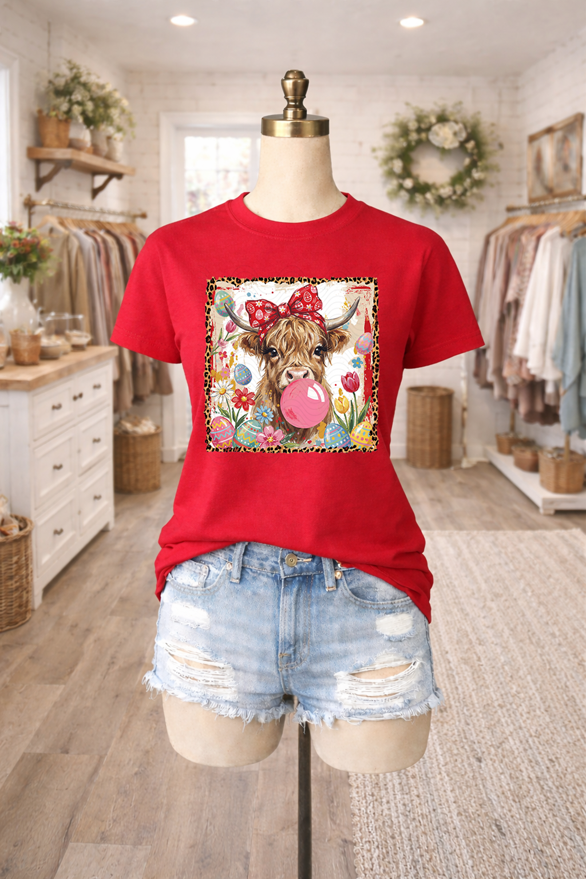 Sassy Easter Highland Cow Leopard