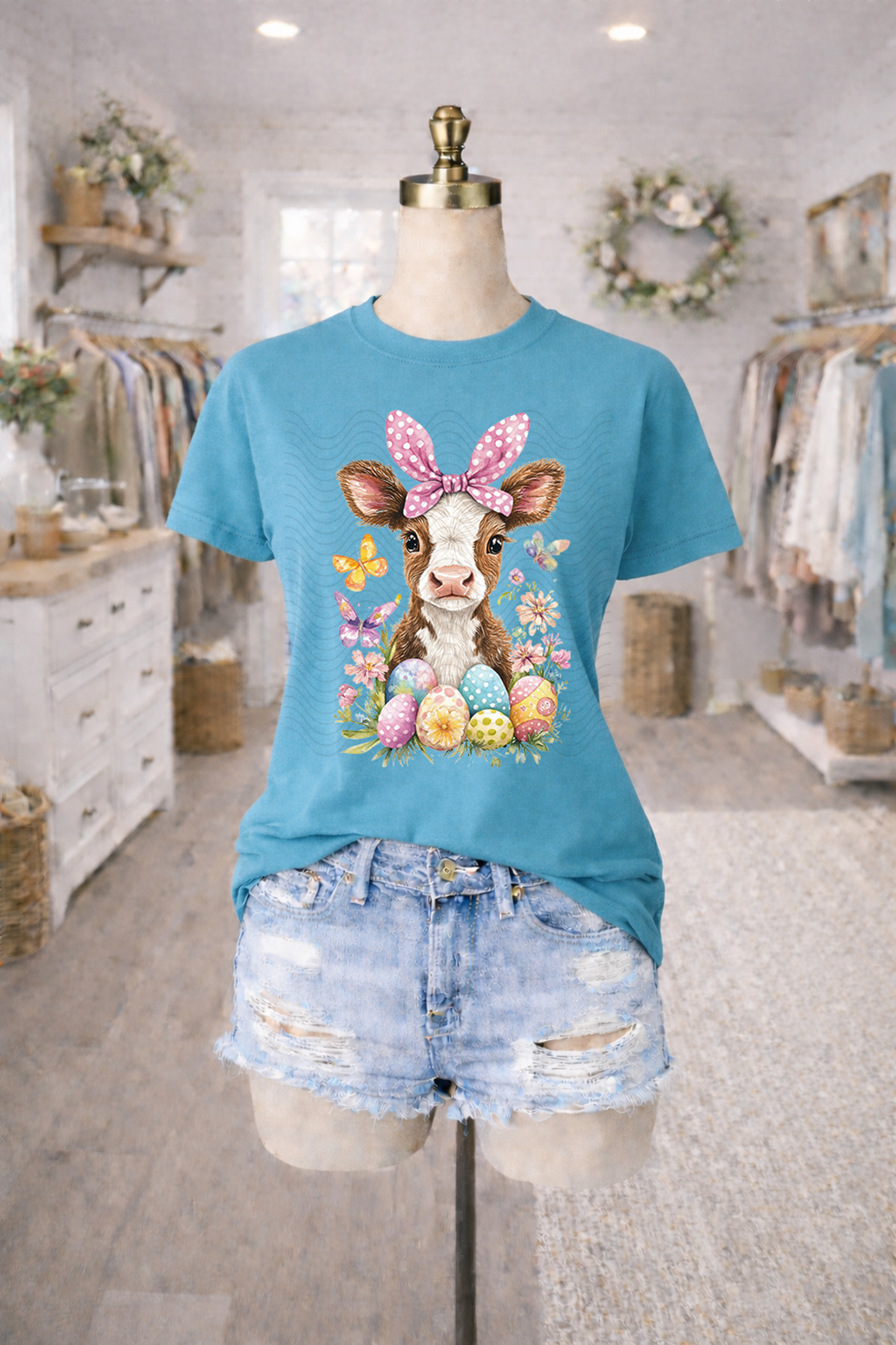 Highland Cow Easter Bunny Pastels