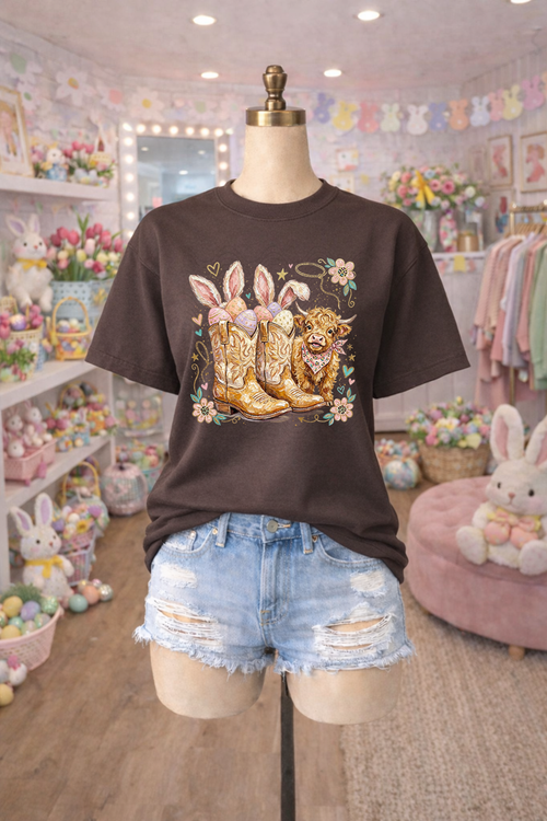 Load image 1 in gallery view. Painted Easter Bunny and Cowboy Boots