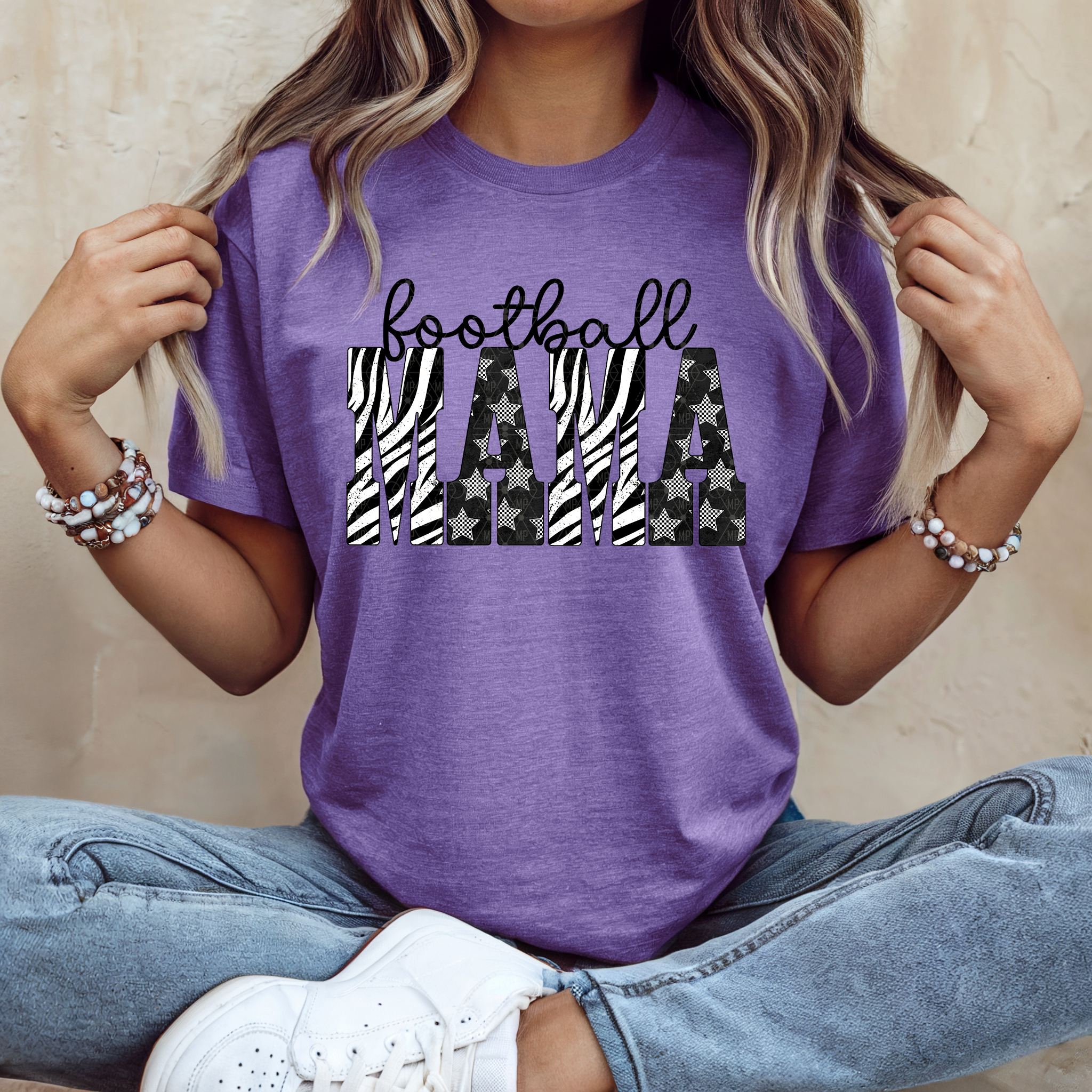 Football Mama Zebra and Stars