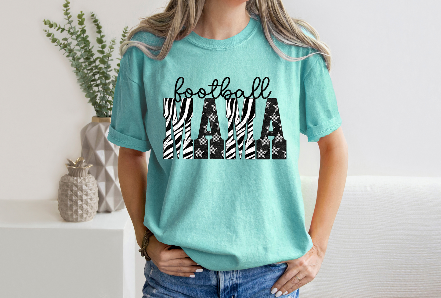 Football Mama Zebra and Stars
