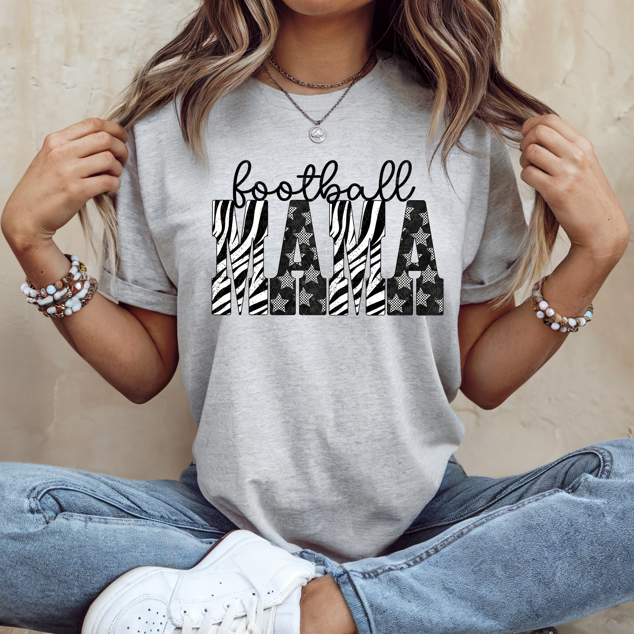 Football Mama Zebra and Stars