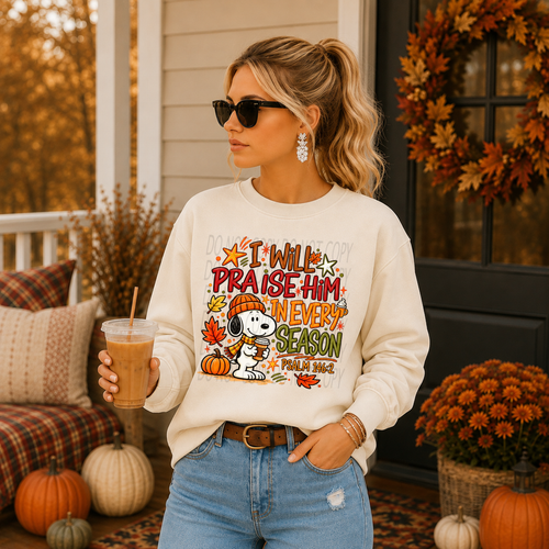Load image 1 in gallery view. I Will Praise Him In Every Season Snoopy