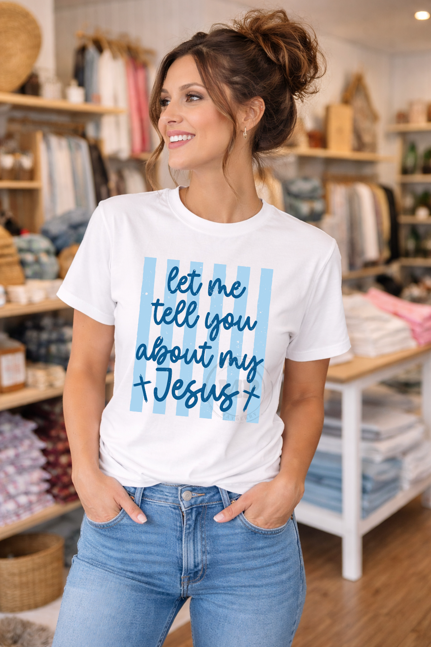 Let Me Tell You About My Jesus Blue Stripes