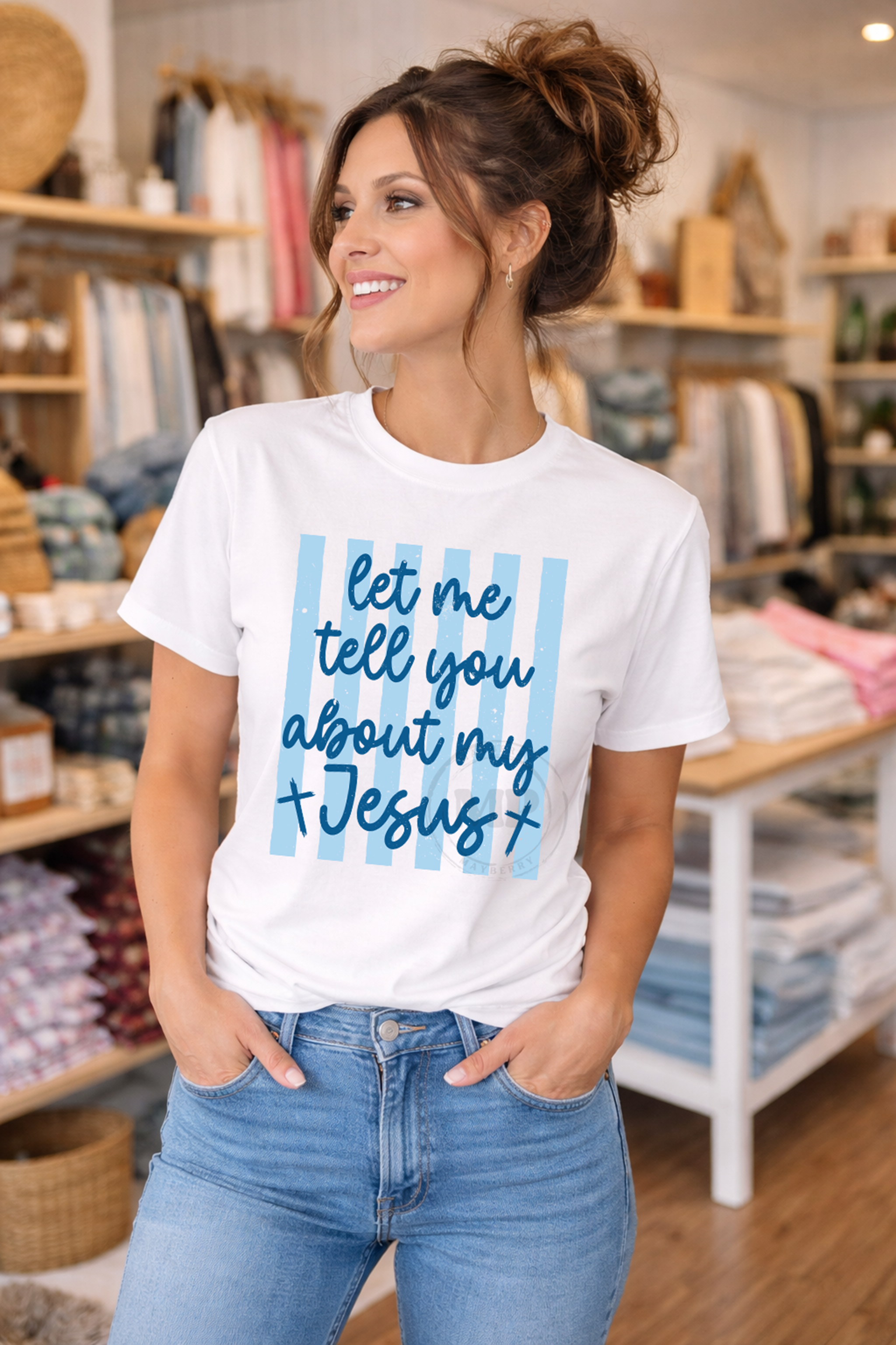 Let Me Tell You About My Jesus Blue Stripes