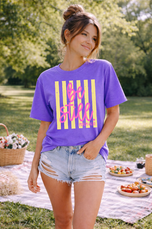 Load image 1 in gallery view. Be Still Yellow and Pink Stripe