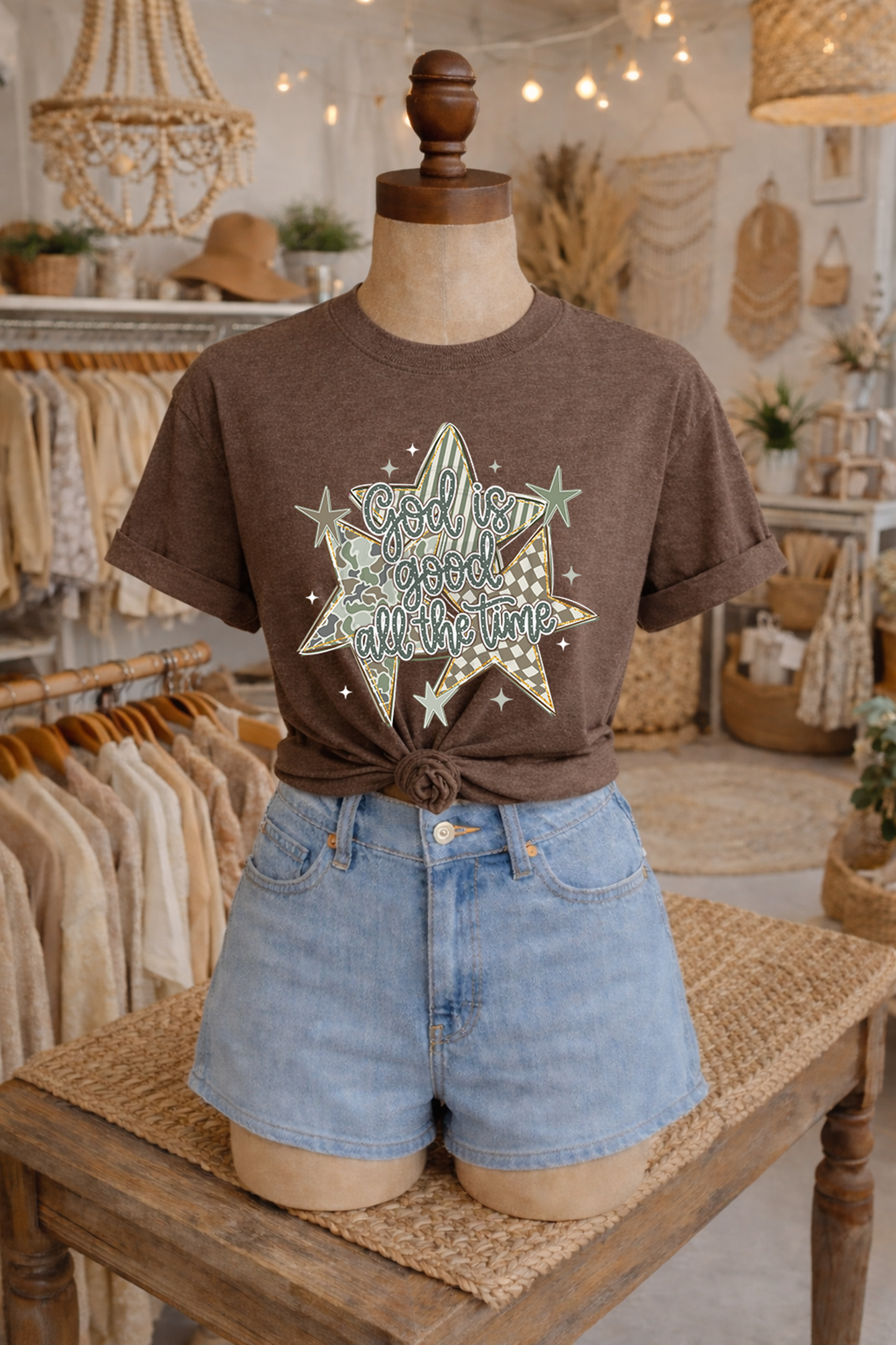 God Is Good All The Time Camo/Checkered Stars
