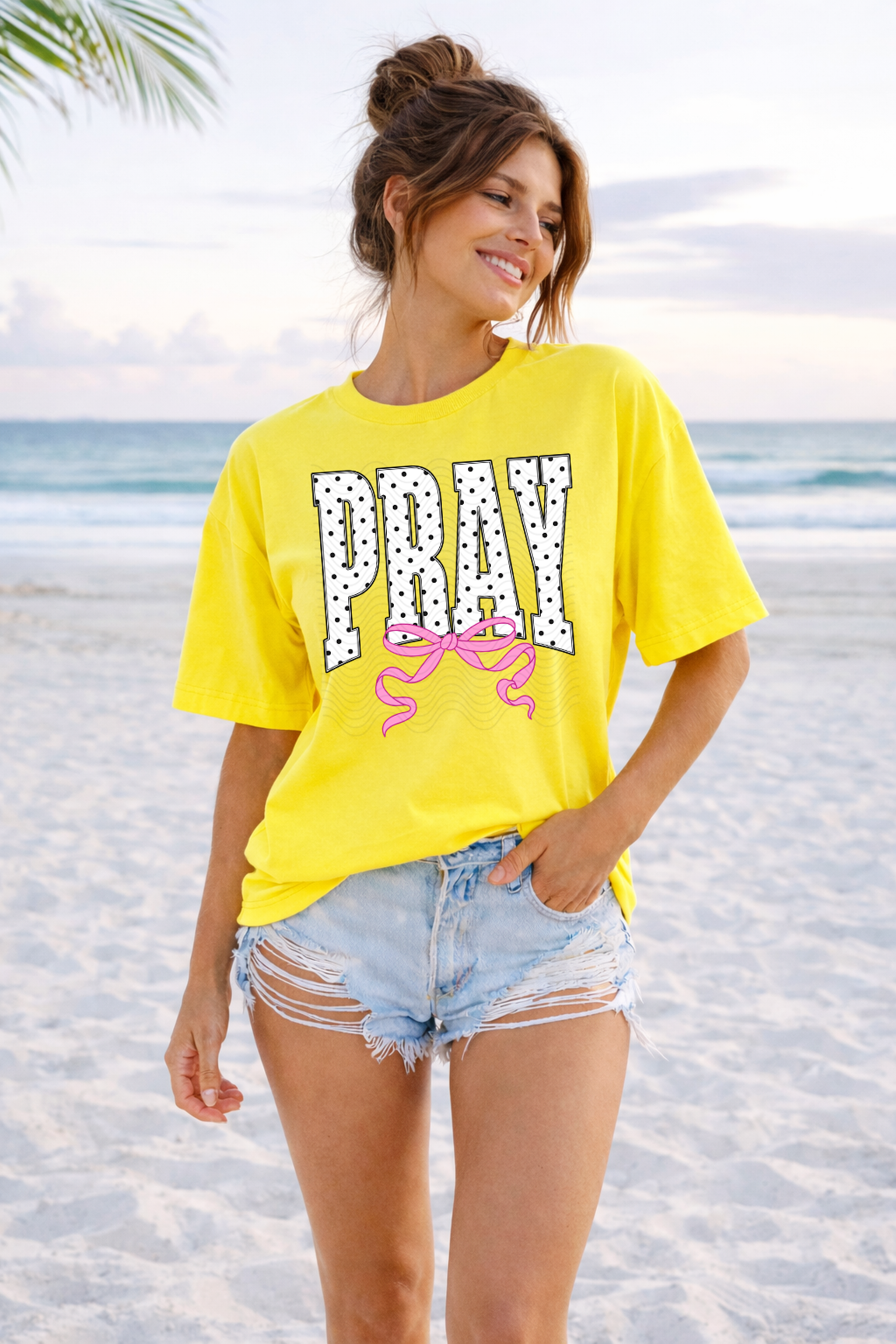 Poka Dot Pray with Pink Bow