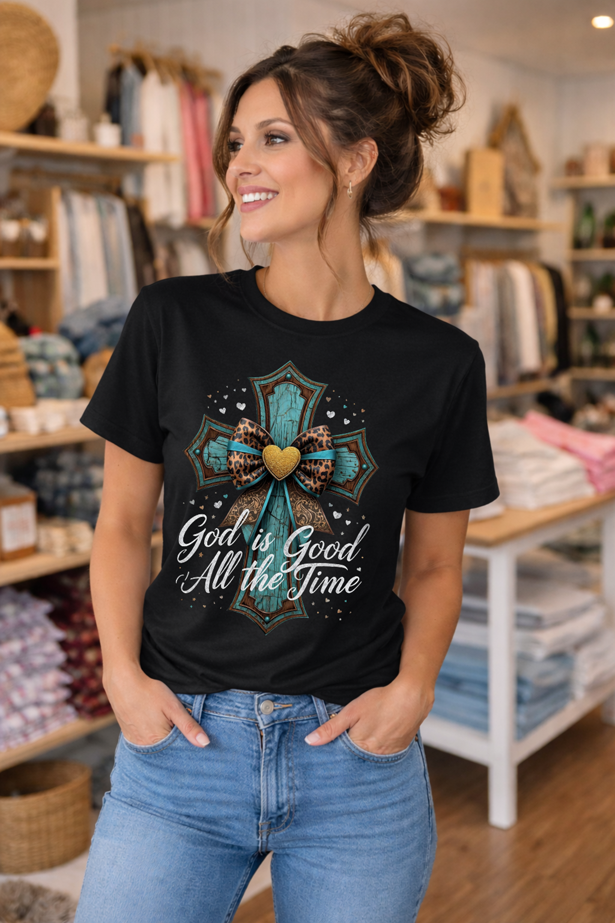Teal Leopard Bow God Is Good All The Time