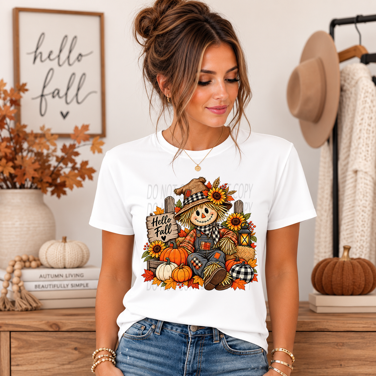 Hello Fall Cute Scarecrow