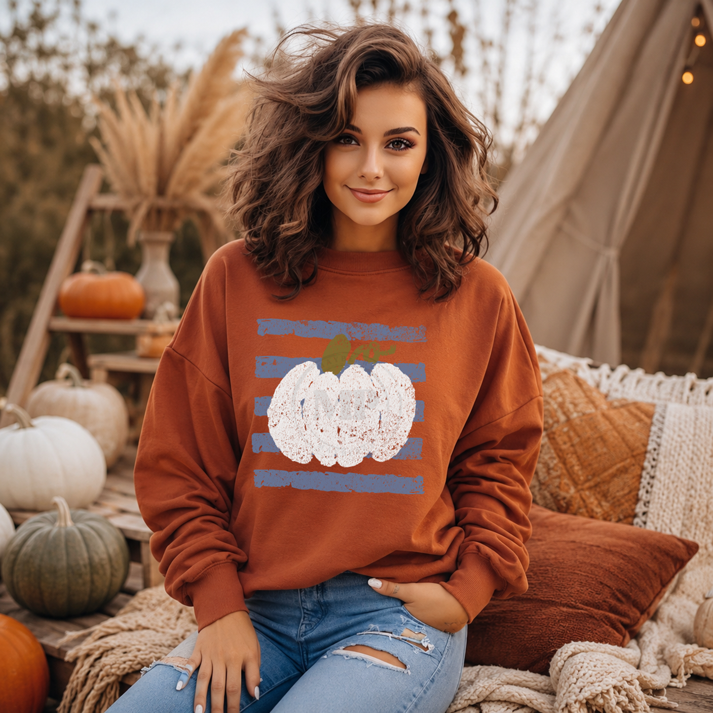 Distressed Stripe Pumpkin