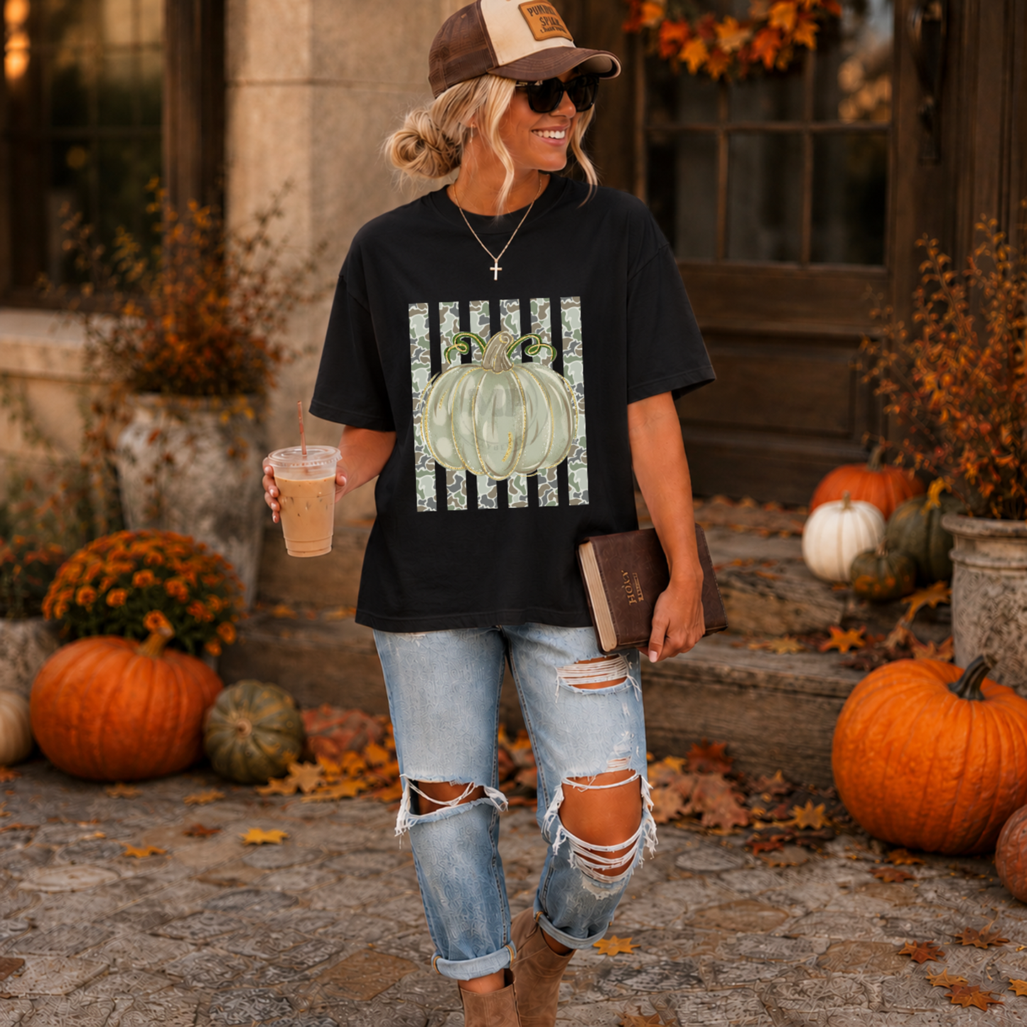 Painted Pumpkin Camo Stripes