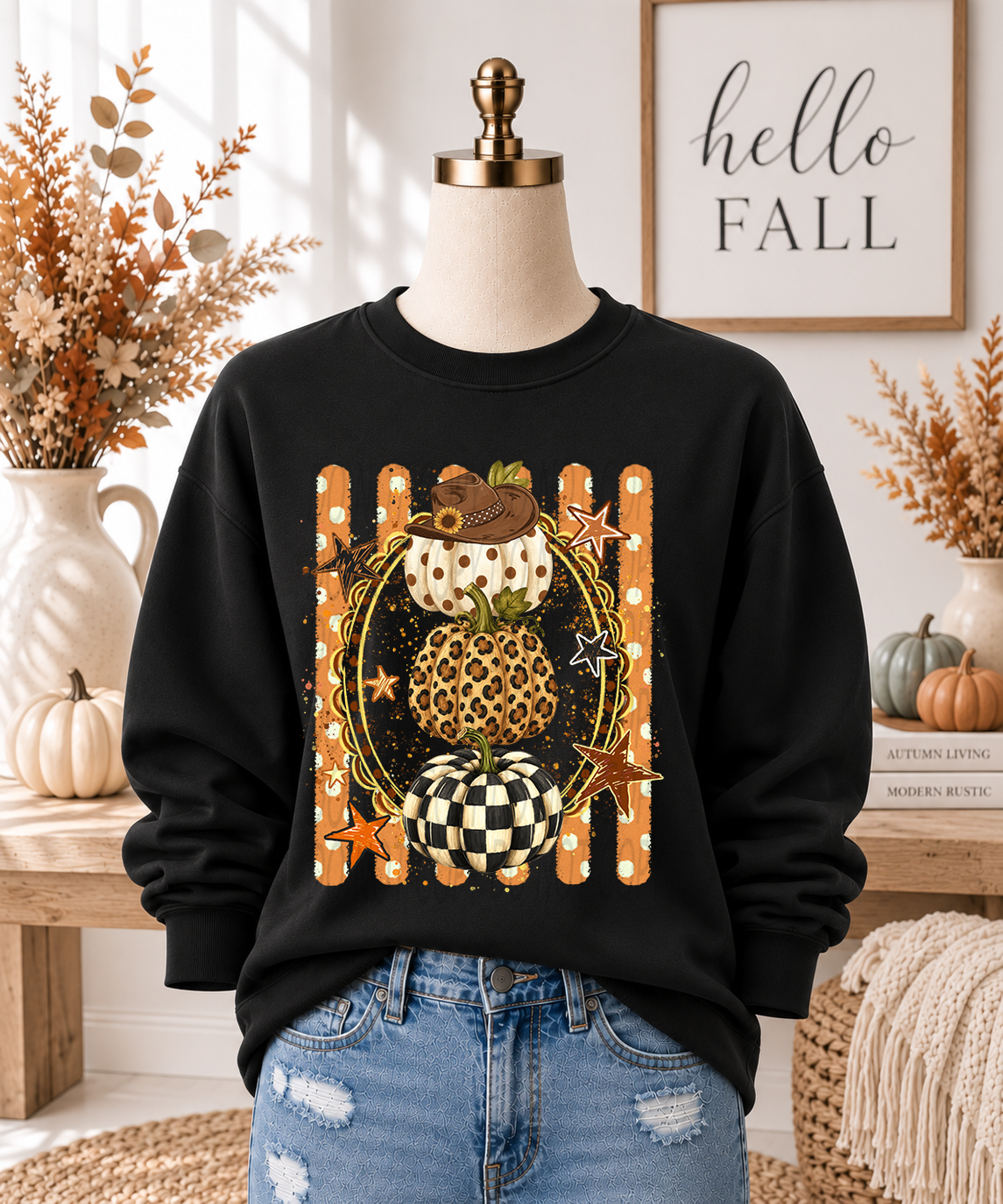Pumpkin Stack with Stripes