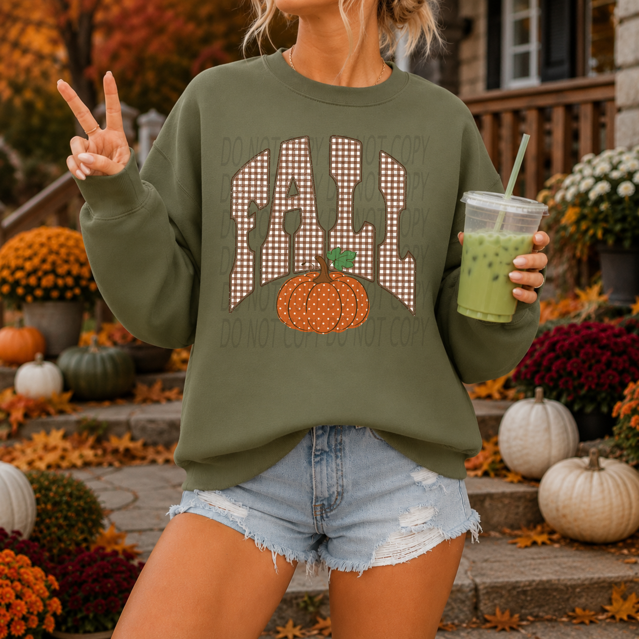 Checkered Fall Polka Dot Pumpkin