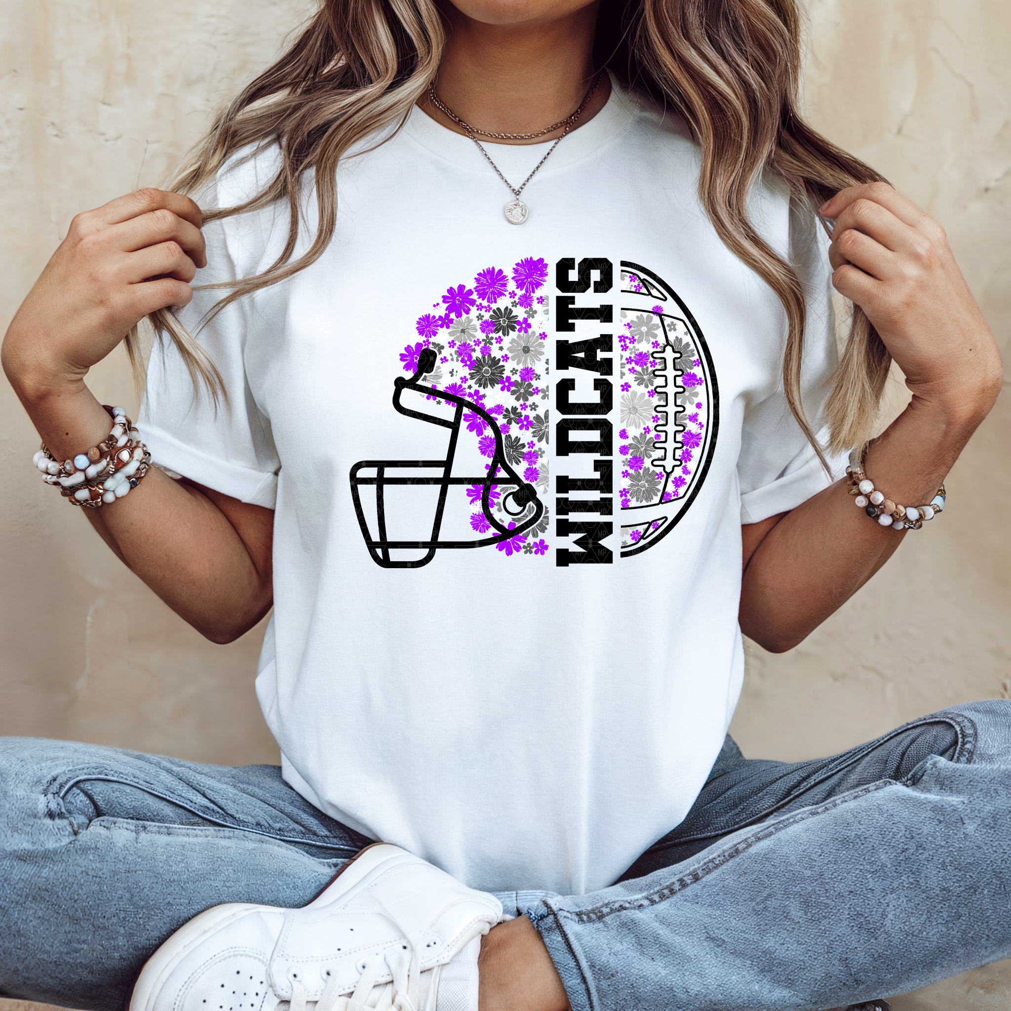 Floral Wildcats Helmet