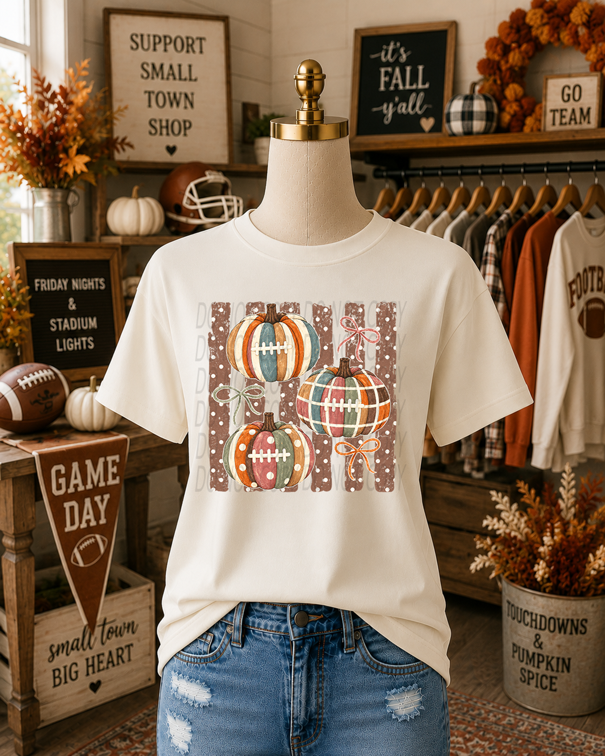 Boho Football Pumpkins and Stripes