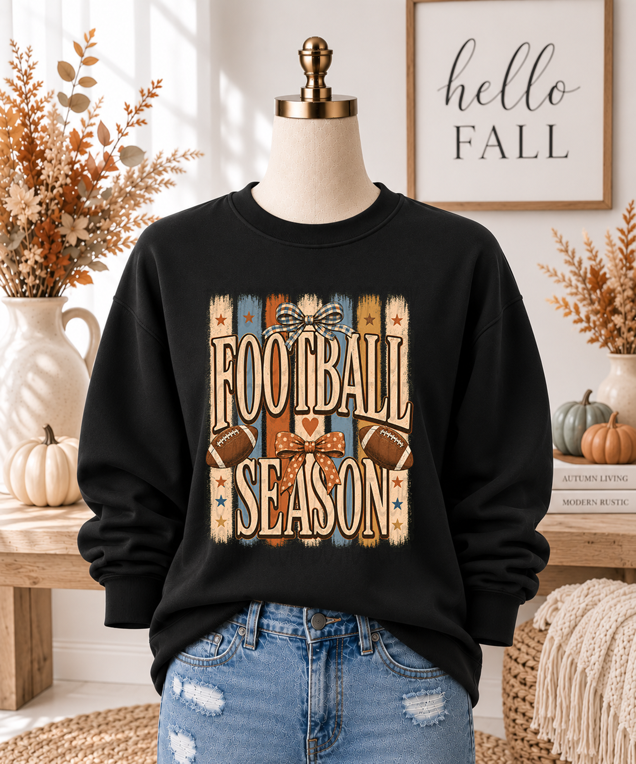Boho Football Season Stripes