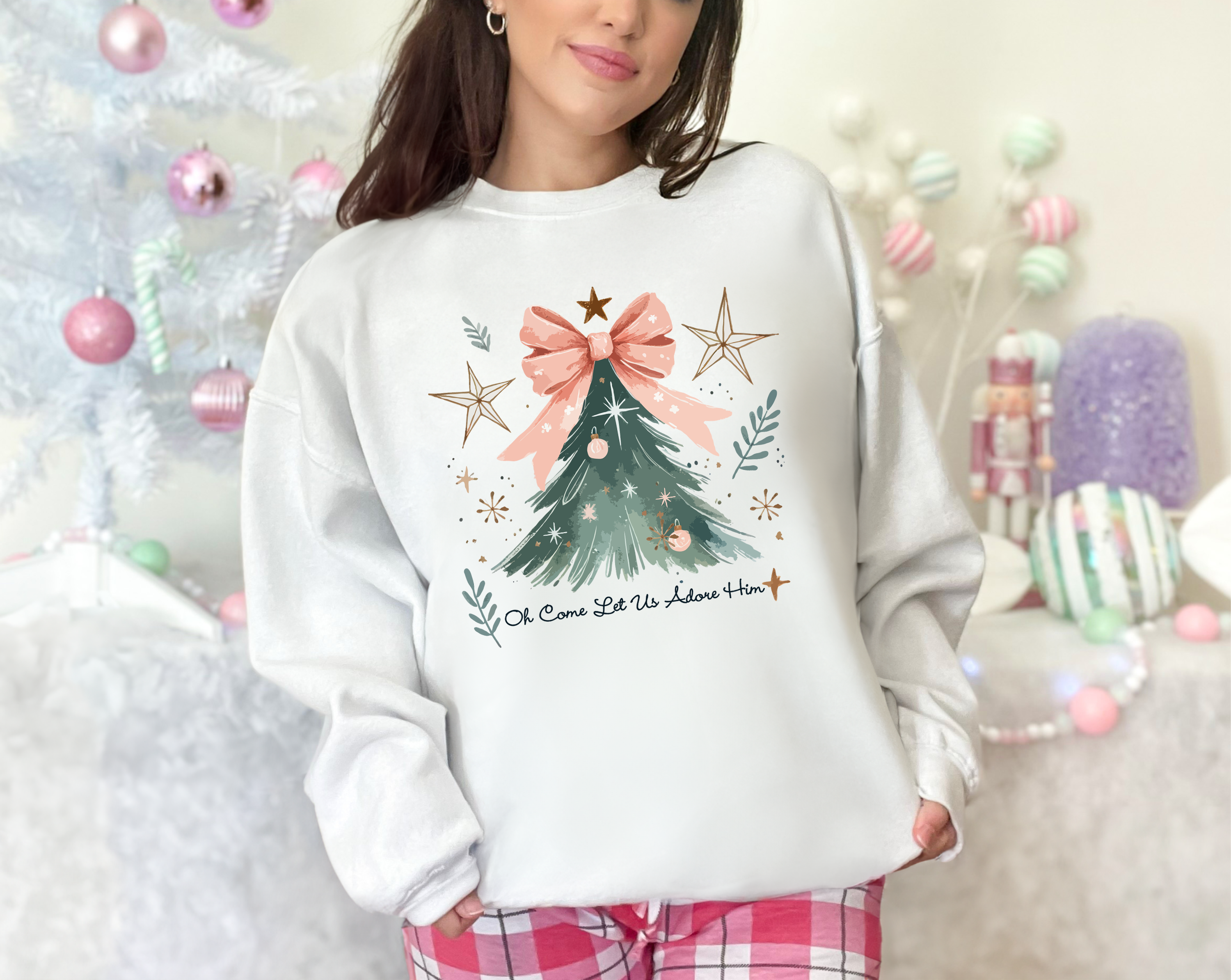 Oh Come Let Us Adore Him Bow and Tree