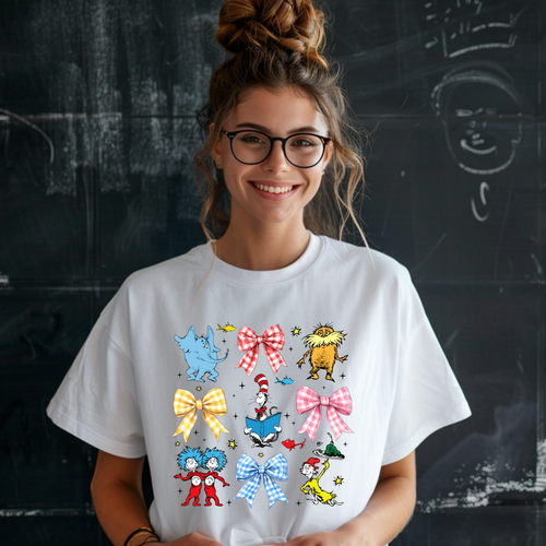 Load image 1 in gallery view. Dr. Seuss Bow Collage