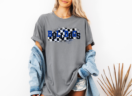 Load image 1 in gallery view. Distressed Checkered Bulldogs