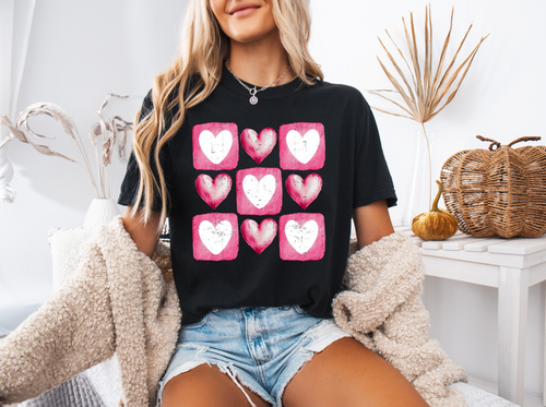 Load image 1 in gallery view. Distressed Hearts Checkered