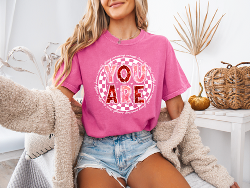 Load image 1 in gallery view. Checkered Circle You Are Loved