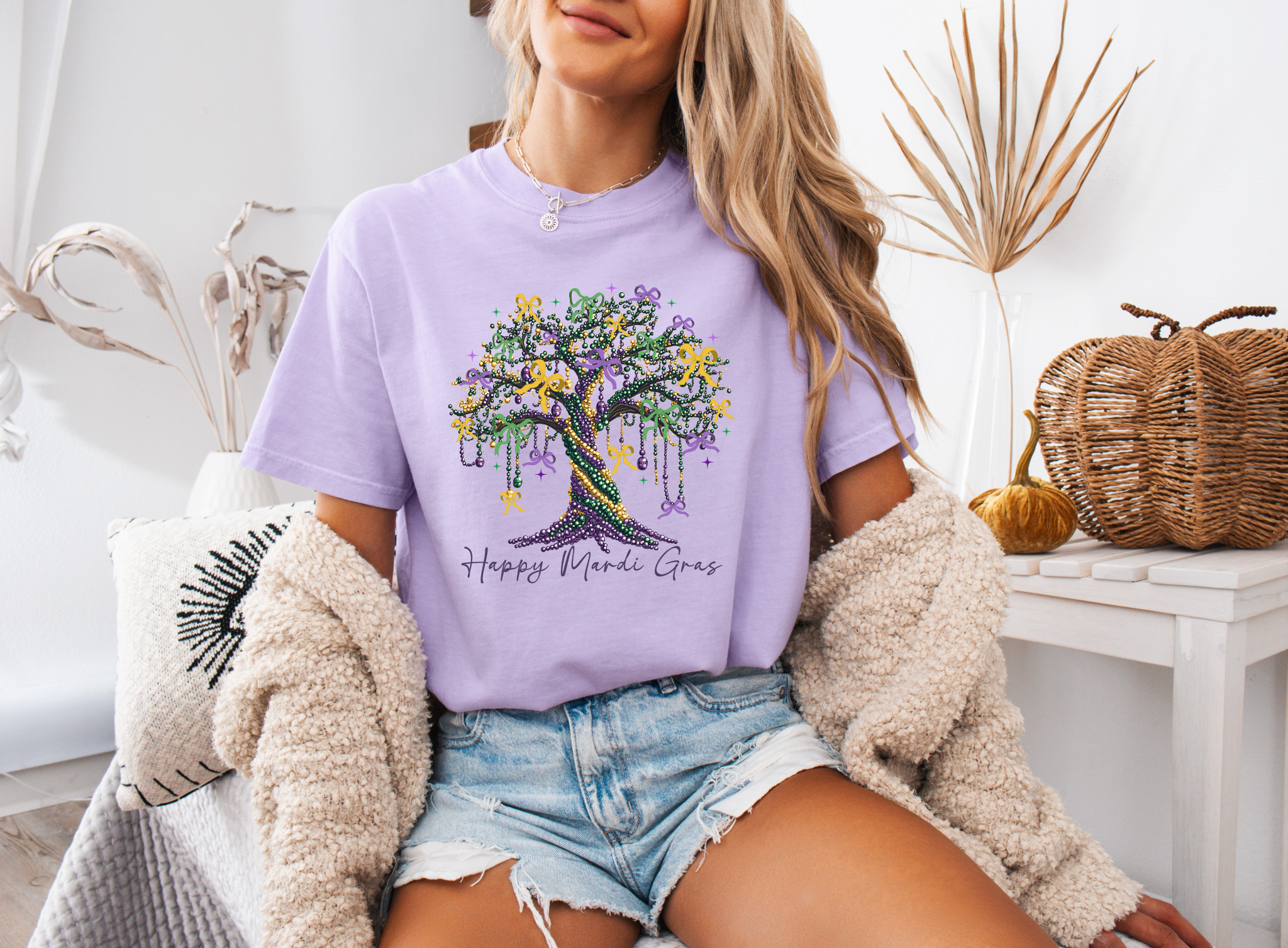 Mardi Gras Beads & Bow Tree