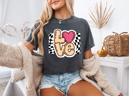 Load image 1 in gallery view. Retro Checkered Love