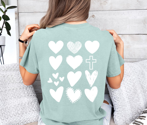Load image 1 in gallery view. Hearts and Cross - White