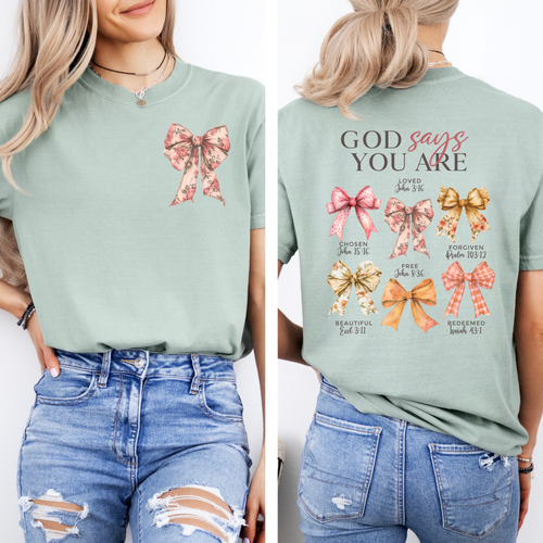 Load image 1 in gallery view. Vintage God Says You Are Bows