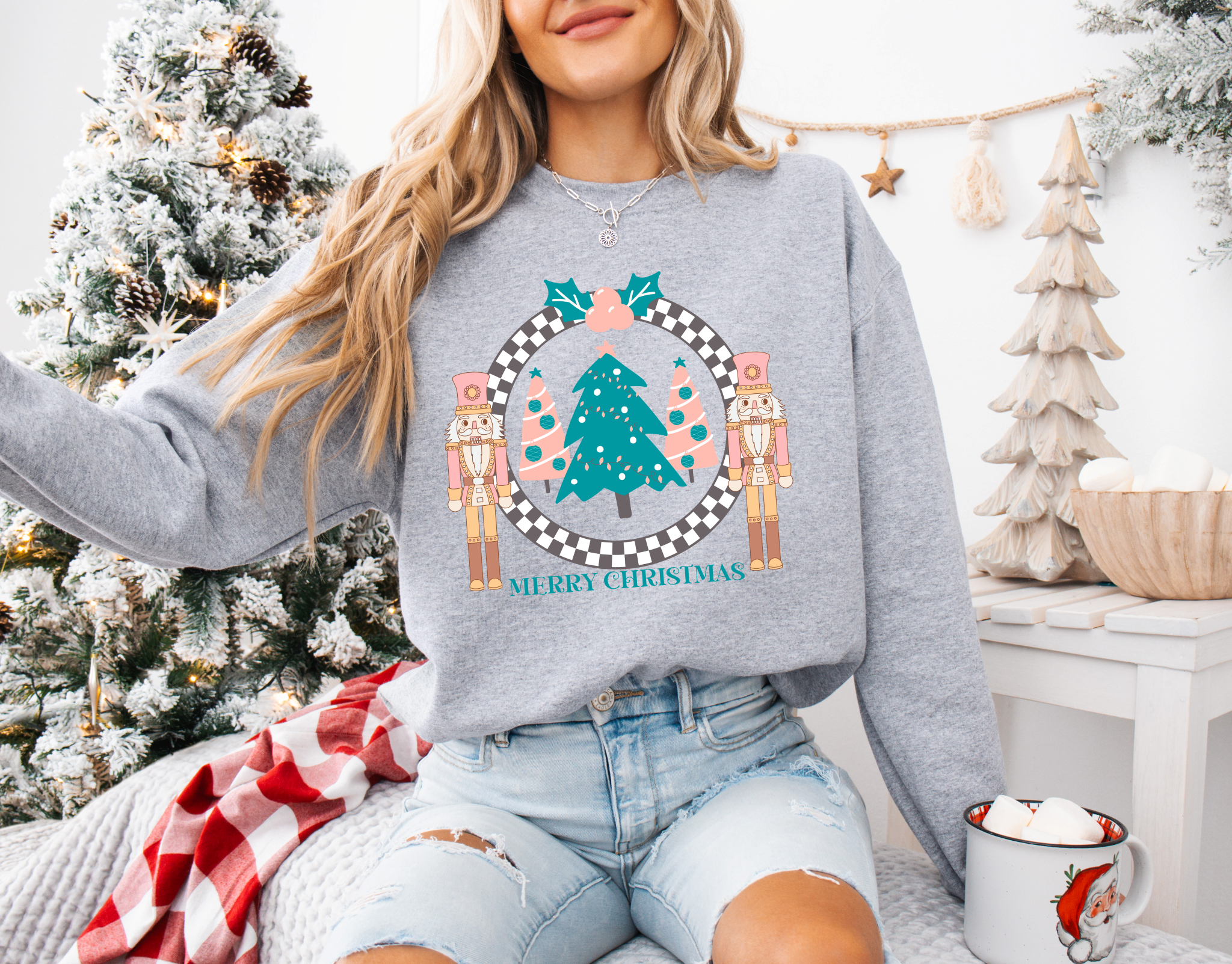 Merry Christmas Checkered Circle