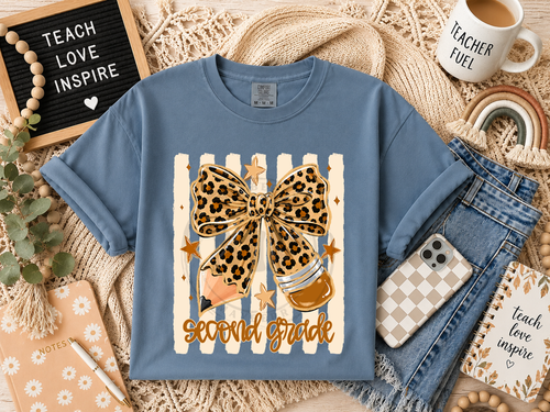 Load image 1 in gallery view. Leopard Pencil Bow and Stripes Grade