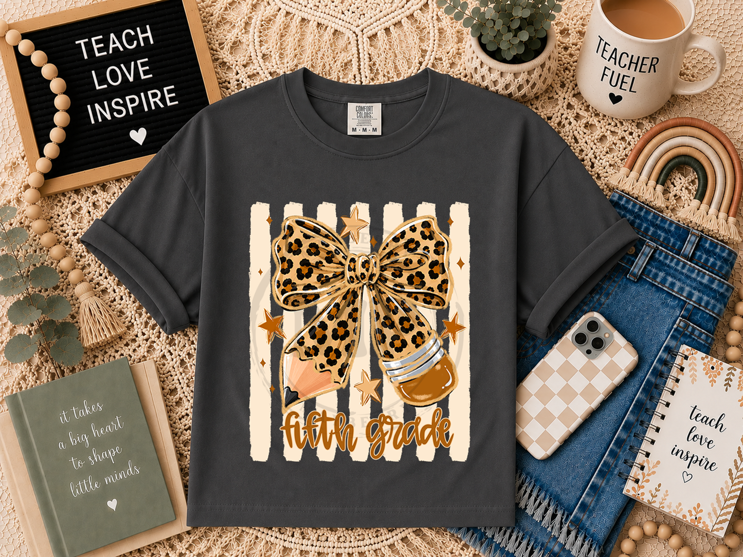 Leopard Pencil Bow and Stripes Grade