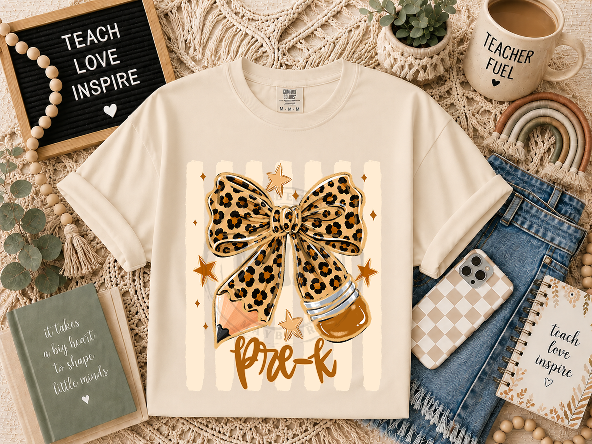 Leopard Pencil Bow and Stripes Grade