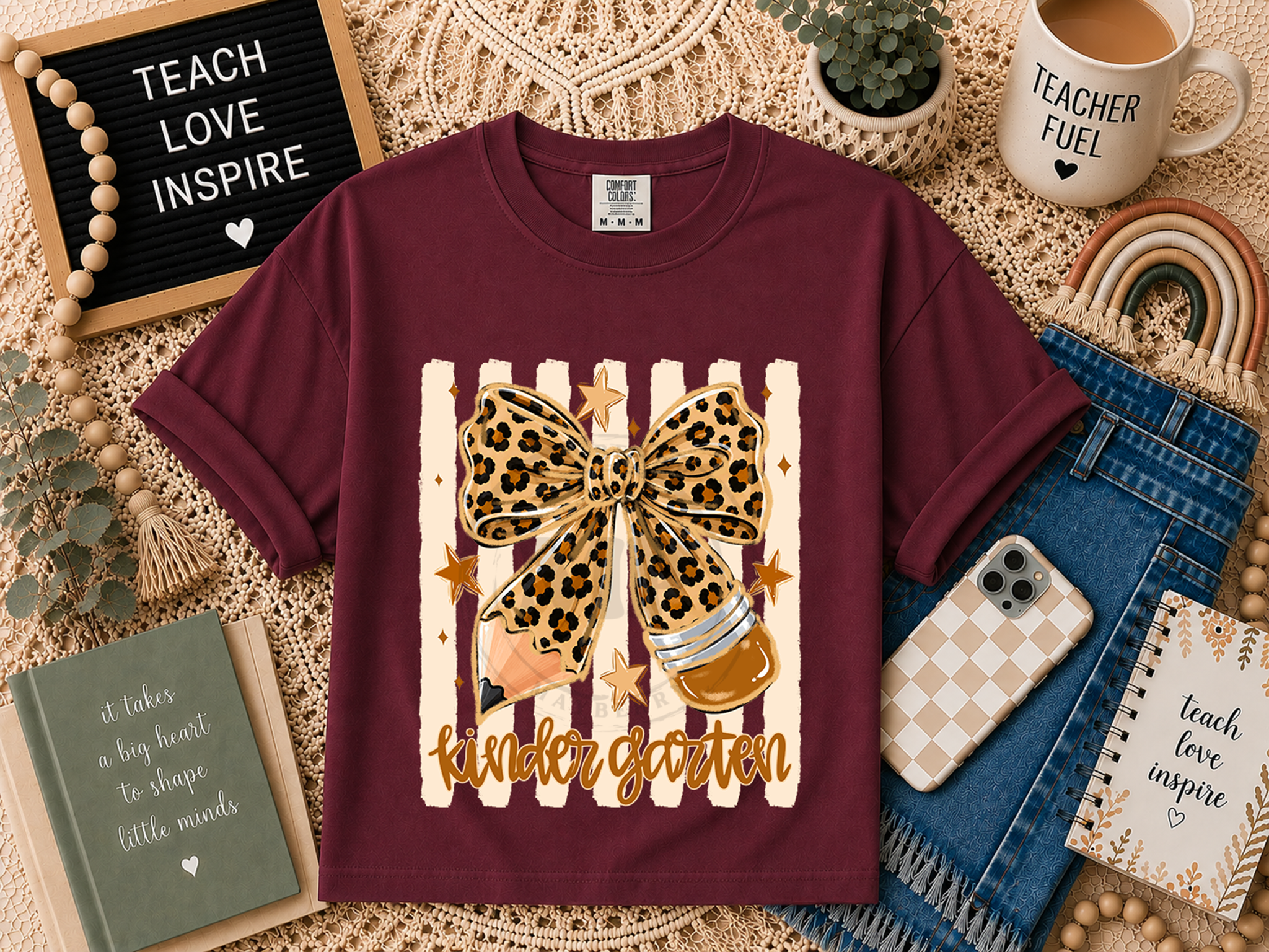 Leopard Pencil Bow and Stripes Grade