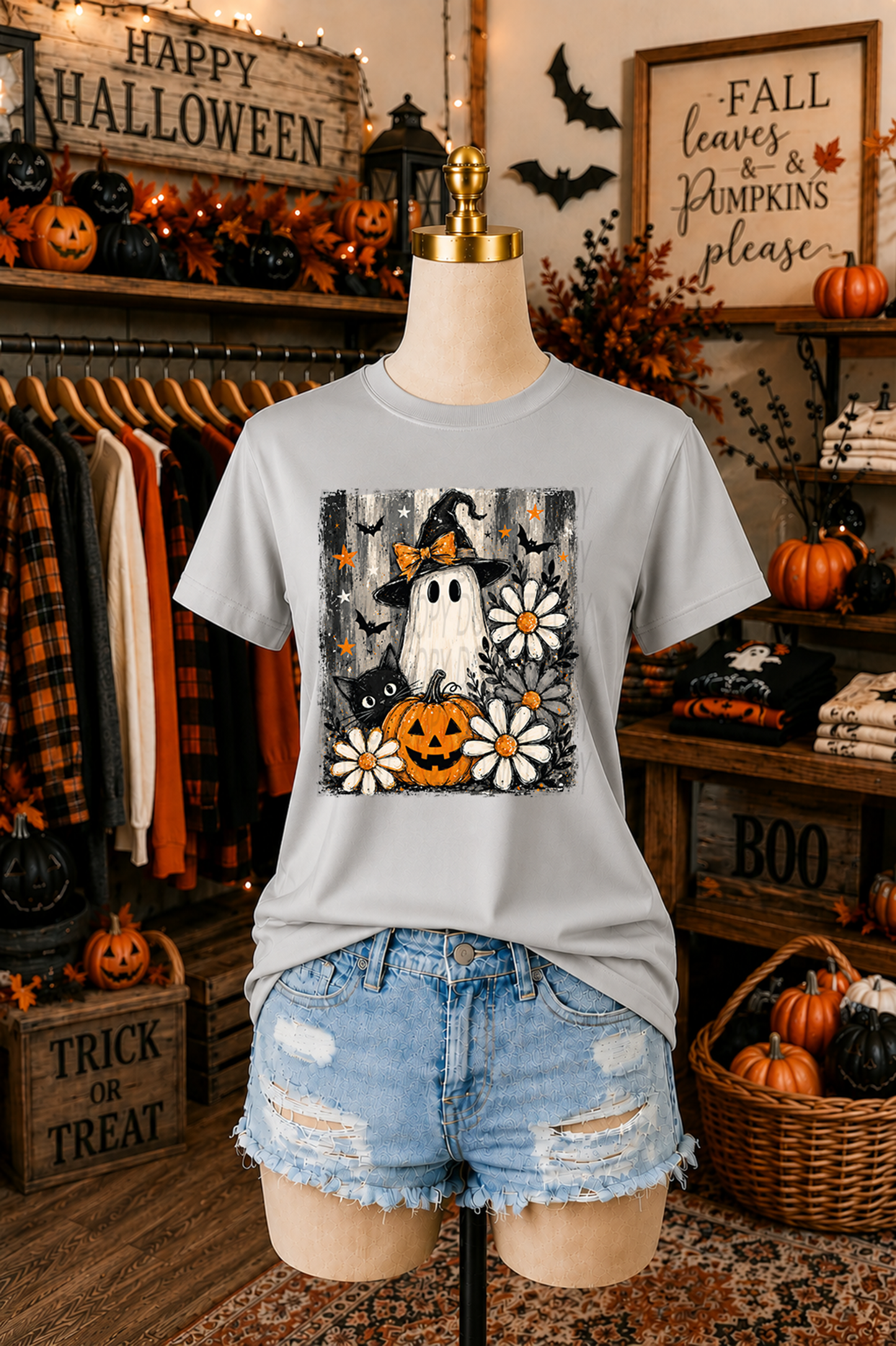Boho Ghost and Cat